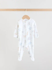 White Safari Baby Sleepsuits 3 Pack (0-2yrs)