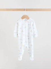 White Safari Baby Sleepsuits 3 Pack (0-2yrs)