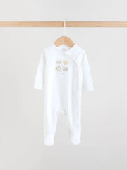 White Safari Baby Sleepsuits 3 Pack (0-2yrs)