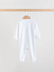 White Safari Baby Sleepsuits 3 Pack (0-2yrs)