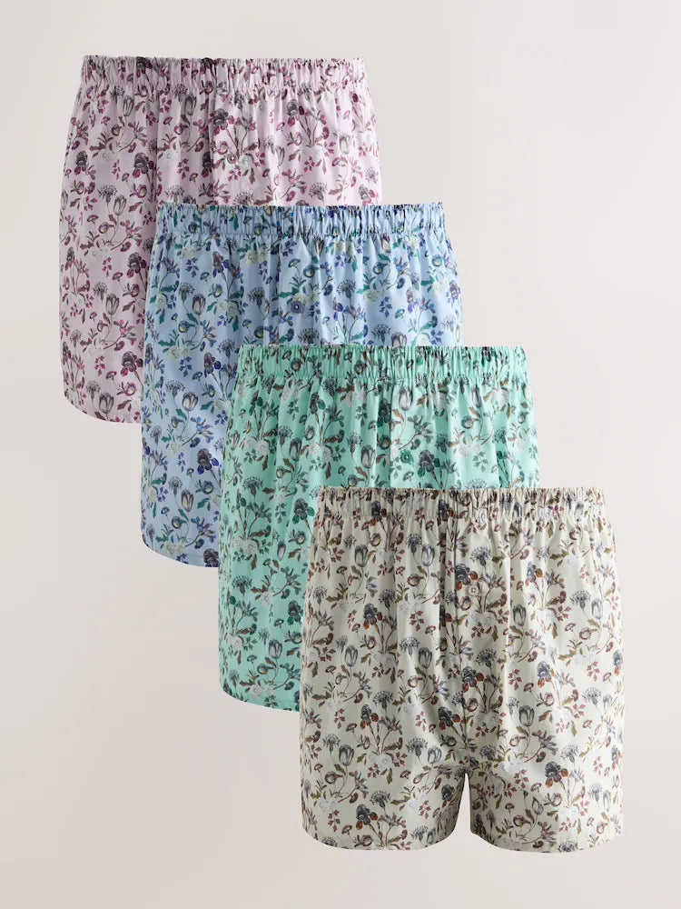 Blue/Green 4 pack Woven 100% Cotton Boxers