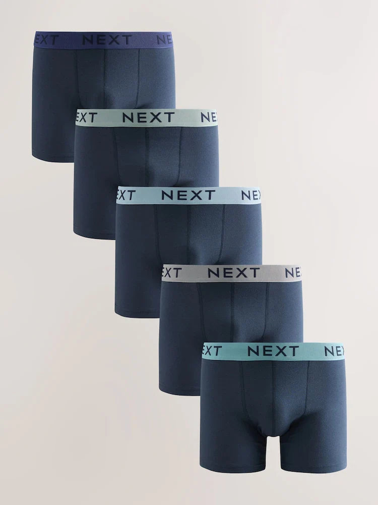 Blue 5 Pack Cotton Rich Trunk Boxers