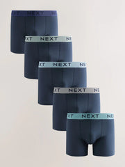 Blue 5 Pack Cotton Rich Trunk Boxers