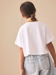White Oversized Boxy Heavyweight Interlock T-Shirt