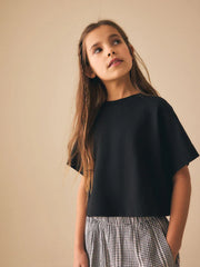 Black Oversized Boxy Heavyweight Interlock T-Shirt