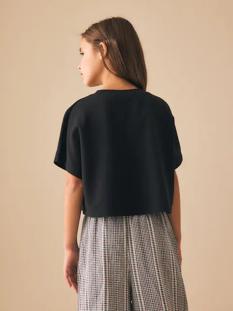 Black Oversized Boxy Heavyweight Interlock T-Shirt