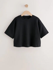 Black Oversized Boxy Heavyweight Interlock T-Shirt