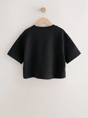 Black Oversized Boxy Heavyweight Interlock T-Shirt
