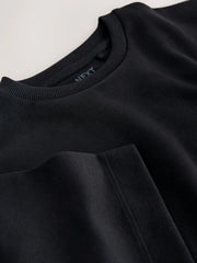 Black Oversized Boxy Heavyweight Interlock T-Shirt