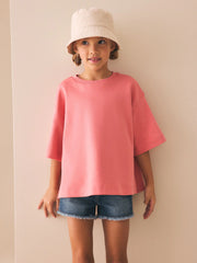 Pink Oversized Boxy Heavyweight Interlock T-Shirt