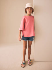 Pink Oversized Boxy Heavyweight Interlock T-Shirt
