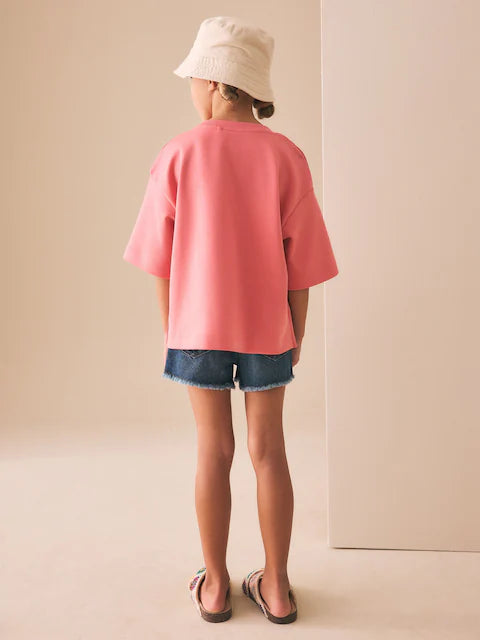 Pink Oversized Boxy Heavyweight Interlock T-Shirt
