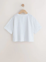 White Boxy Sequin Heart T-Shirt (3-16yrs)