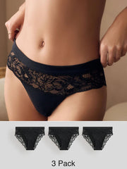 Black High Leg Ultimate Comfort Knickers 3 Pack
