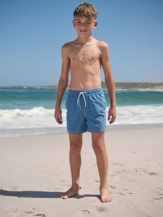 Blue Contrast Stitch Swim Shorts (3-16yrs)