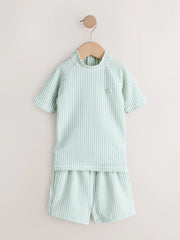 Green Textured Rash Vest and Swim Shorts Set (3mths-7yrs)z