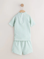 Green Textured Rash Vest and Swim Shorts Set (3mths-7yrs)z