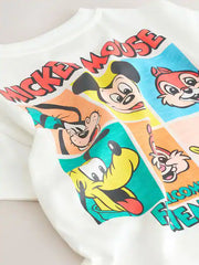 White Printed Mickey Mouse Short Sleeve T-Shirt (3mths-8yrs)