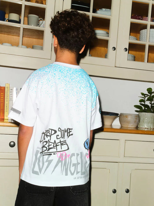 White Spray Graffiti Short Sleeve Graphic T-Shirt (3-16yrs)