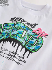 White Spray Graffiti Short Sleeve Graphic T-Shirt (3-16yrs)