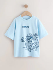 Red/Blue/Cement Relaxed Fit Graphic Print Short Sleeve T-Shirts 3 Pack