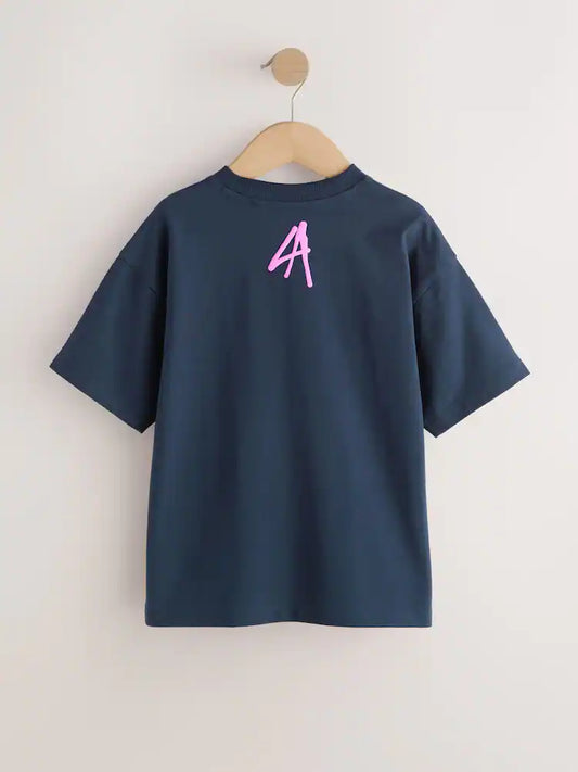 Navy Graffiti Skull Short Sleeve Graphic T-Shirt (3-16yrs)
