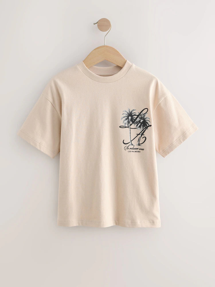 Stone Palm Back Print Short Sleeve Graphic T-Shirt (3-16yrs)