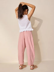 Pink Textured Pullon Trousers (3-16yrs)