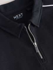 Black Zip Neck Polo Shirt and Shorts Set (3-16yrs)