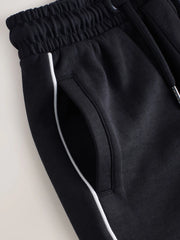 Black Zip Neck Polo Shirt and Shorts Set (3-16yrs)