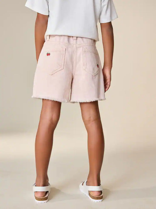 Pink Strawberry Embroidered Bermuda Shorts (3-16yrs)