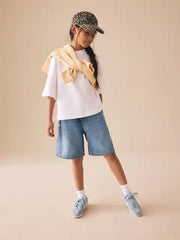 Mid Blue Regular Length Jort Shorts (3-16yrs)