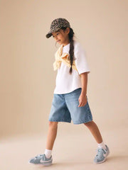 Mid Blue Regular Length Jort Shorts (3-16yrs)
