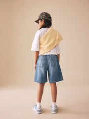 Mid Blue Regular Length Jort Shorts (3-16yrs)
