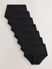 Black Full Brief 100% Cotton Knickers 7 Pack