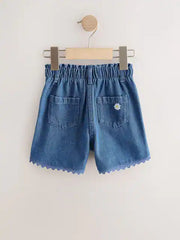 Mid Blue Daisy Embroidered Denim Shorts (3mths-7yrs)