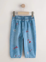 Red Hearts Embroidered Jeans