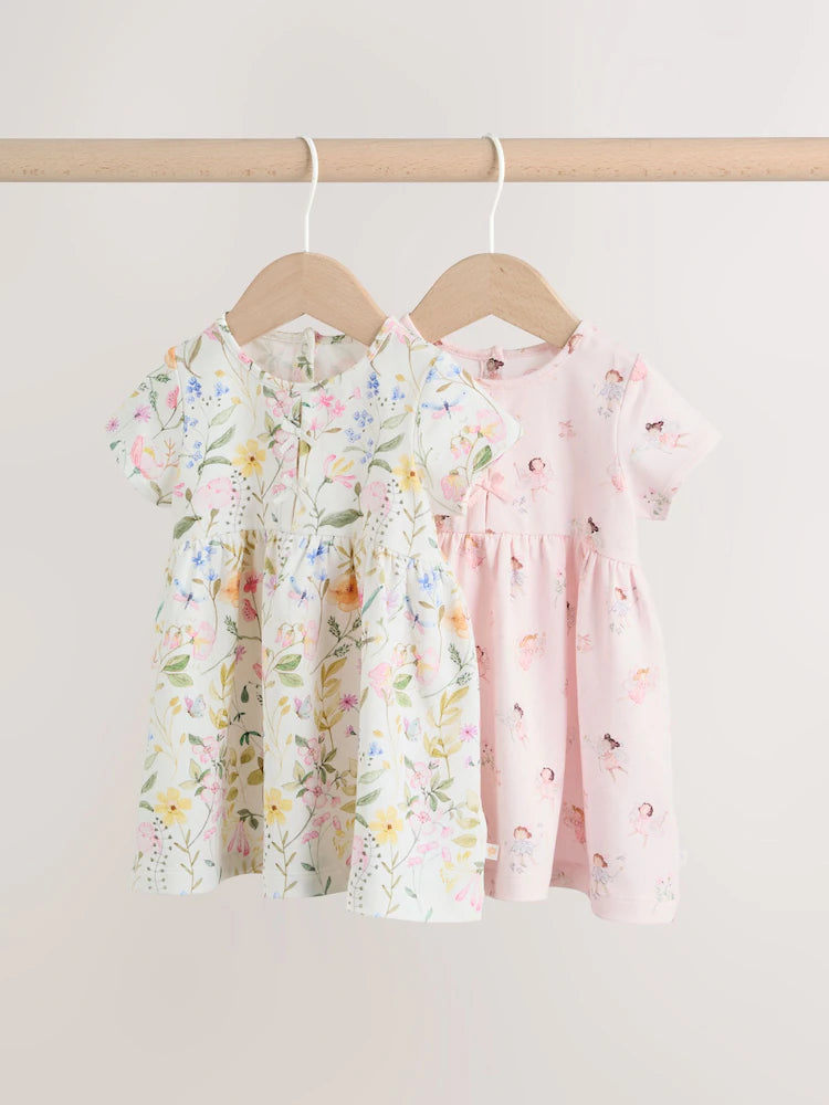 NEXT - Pink Fairy Baby Short Sleeve Dress 2 Pack (0mths-3yrs)
