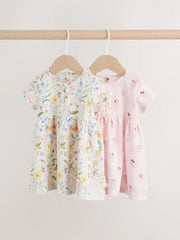 NEXT - Pink Fairy Baby Short Sleeve Dress 2 Pack (0mths-3yrs)