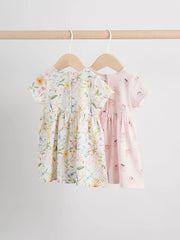 NEXT - Pink Fairy Baby Short Sleeve Dress 2 Pack (0mths-3yrs)