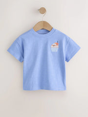 NEXT - Blue Cupcake Short Sleeve Embroidered T-Shirt (3mths-7yrs)