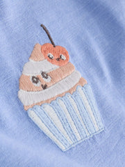 NEXT - Blue Cupcake Short Sleeve Embroidered T-Shirt (3mths-7yrs)