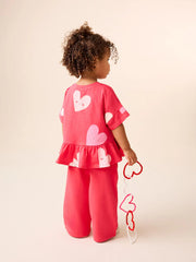 NEXT - Red Heart Short Sleeve Peplum T-Shirt (3mths-7yrs)