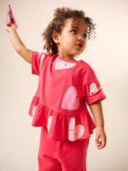 NEXT - Red Heart Short Sleeve Peplum T-Shirt (3mths-7yrs)