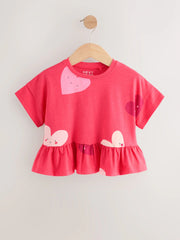 NEXT - Red Heart Short Sleeve Peplum T-Shirt (3mths-7yrs)