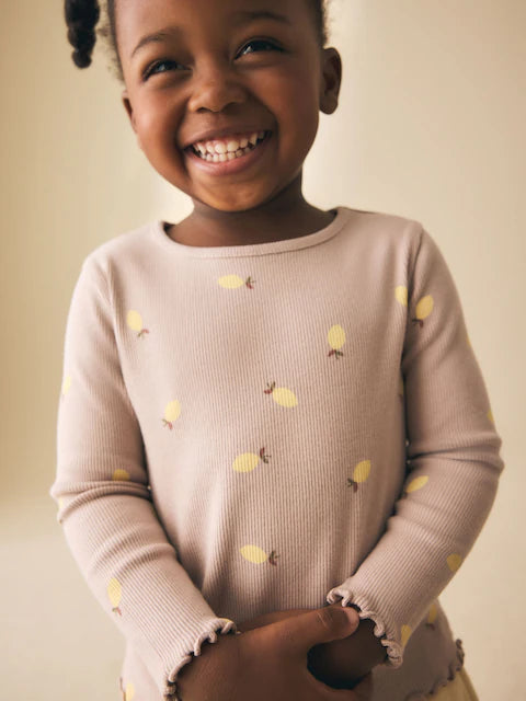 NEXT - NCNMD-Lightweight Tops-Neutral Lemon Print Rib