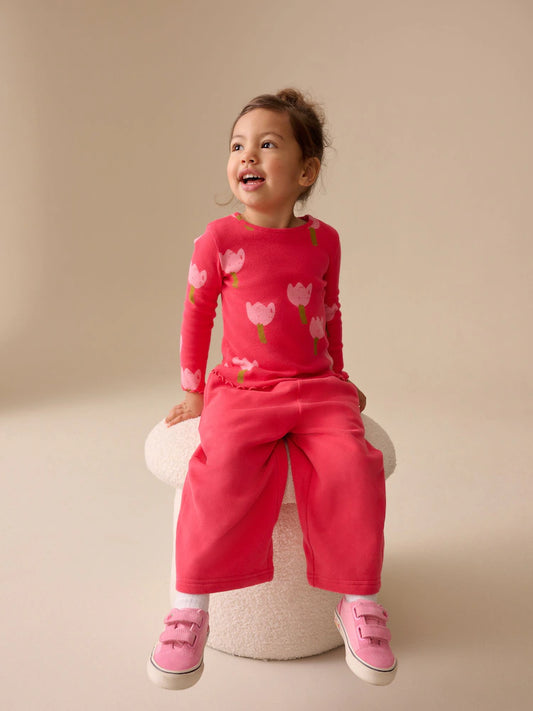 NEXT - NCNMD-Lightweight Tops-Pink/Red Flower Rib