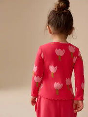 NEXT - NCNMD-Lightweight Tops-Pink/Red Flower Rib