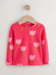 NEXT - NCNMD-Lightweight Tops-Pink/Red Flower Rib