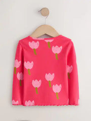 NEXT - NCNMD-Lightweight Tops-Pink/Red Flower Rib